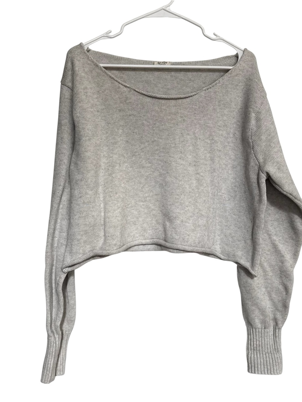John Galt Brandy Melville Cameron Cropped Sweater Size M Gray 100% Cotton